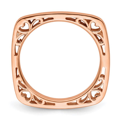 Sterling Silver Stackable Expressions Polished Pink-plated Square Ring