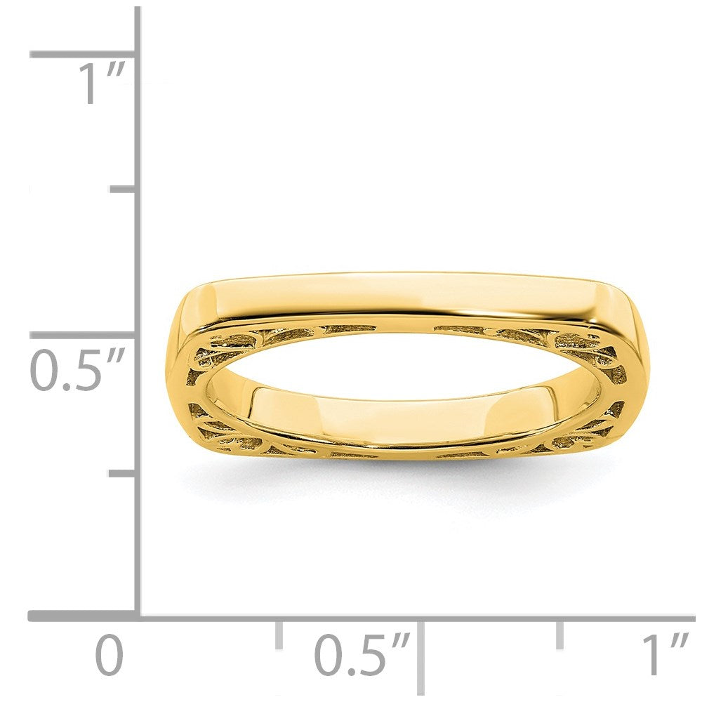 Sterling Silver Stackable Expressions Polished Gold-plated Square Ring