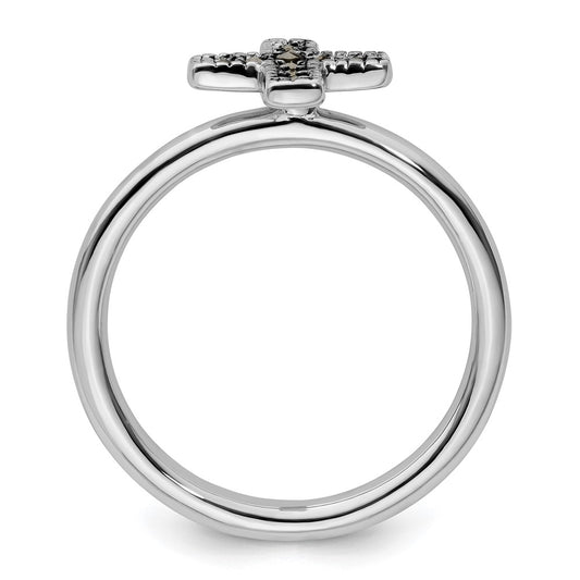 Sterling Silver Stackable Expressions Marcasite Cross Ring