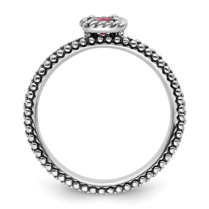 Sterling Silver Stackable Expressions Checker-cut Pink Tourmaline Ring