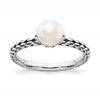 Sterling Silver Stack Exp. 7.0-7.5mm White FW Cultured Pearl Ring