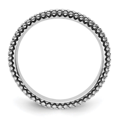 Sterling Silver Stackable Expressions Polished Antiqued Wave Ring