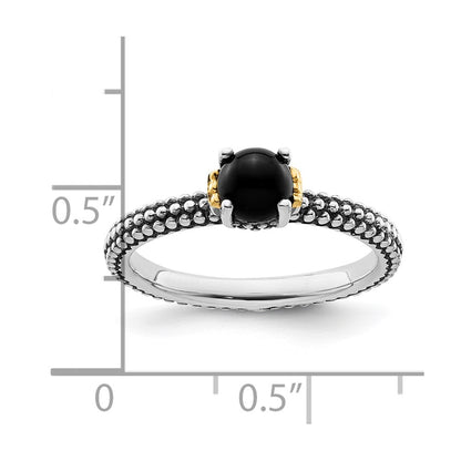 Sterling Silver & 14k Stackable Expressions Onyx Antiqued Ring