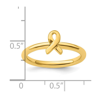 Sterling Silver Stackable Expressions Gold-plated Awareness Ribbon Ring