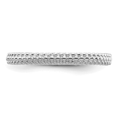 Sterling Silver Stackable Expressions Rhodium-plated Domed Ring