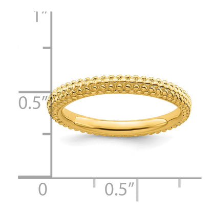 Sterling Silver Stackable Expressions Gold-plated Domed Ring