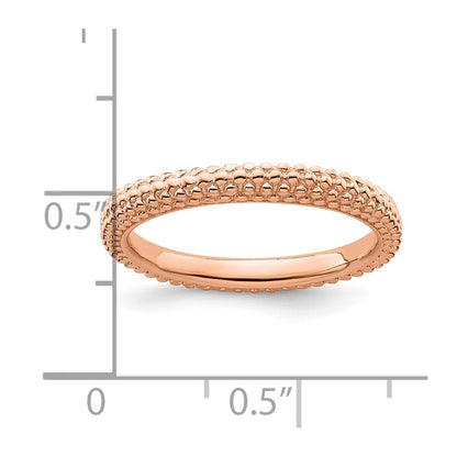 Sterling Silver Stackable Expressions Pink-plated Domed Ring