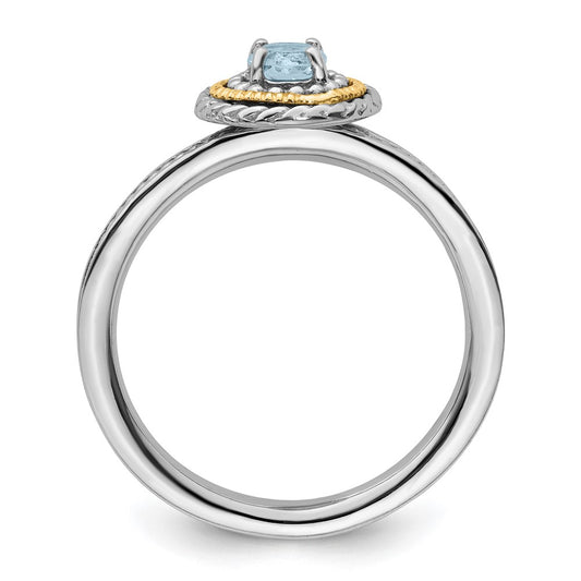 Sterling Silver & 14K Expressions Aquamarine Ring
