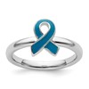 Sterling Silver Stackable Expressions Blue Enameled Awareness Ribbon Ring