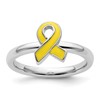 Sterling Silver Stackable Expressions Yellow Enameled Awareness Ribbon Ring