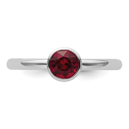Sterling Silver Stackable Expressions High 5mm January Crystal Ring