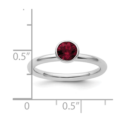 Sterling Silver Stackable Expressions High 5mm January Crystal Ring