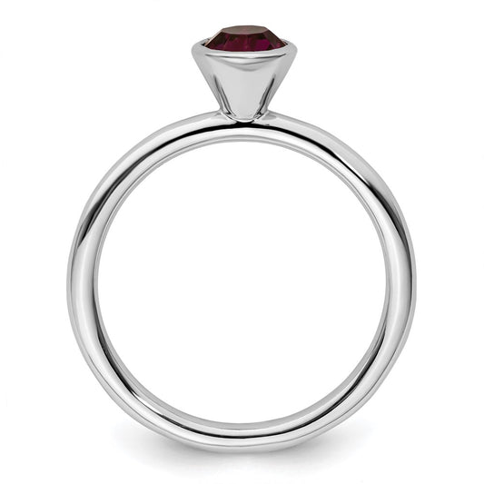 Sterling Silver Stackable Expressions High 5mm February Crystal Ring