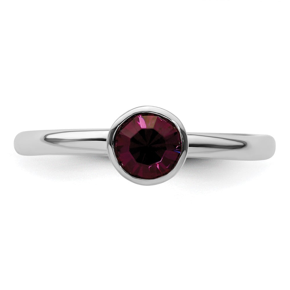 Sterling Silver Stackable Expressions High 5mm February Crystal Ring