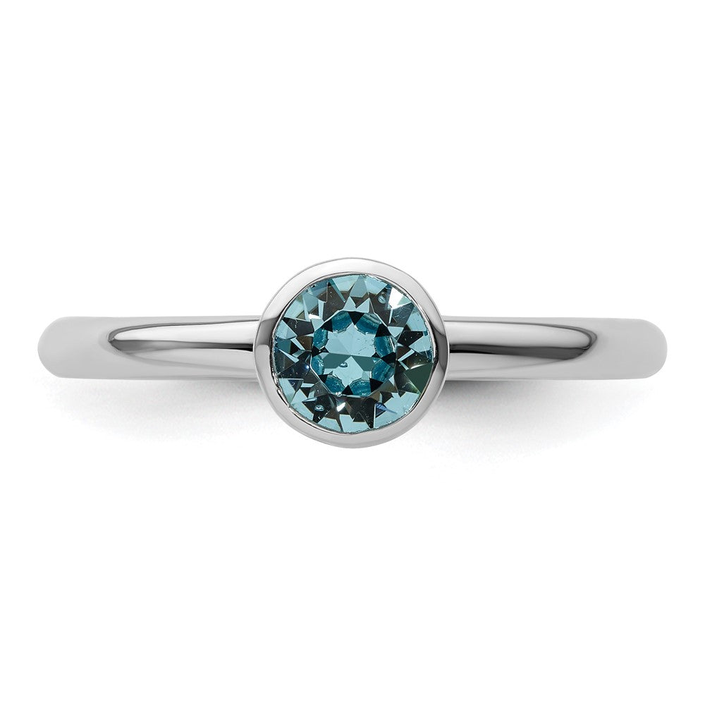 Sterling Silver Stackable Expressions High 5mm March Crystal Ring
