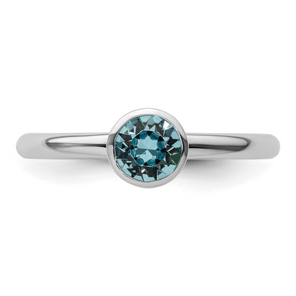 Sterling Silver Stackable Expressions High 5mm March Crystal Ring