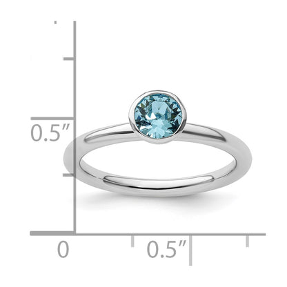 Sterling Silver Stackable Expressions High 5mm March Crystal Ring