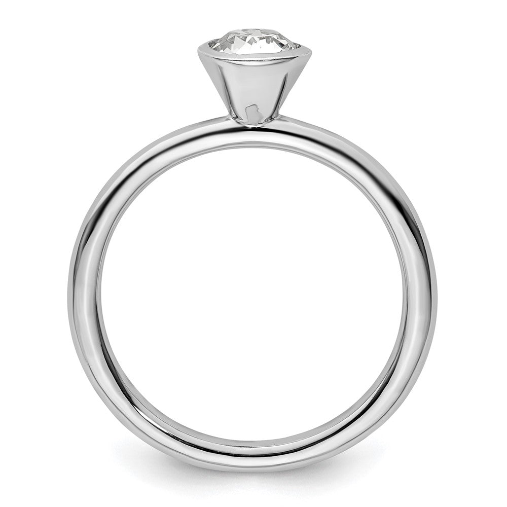 Sterling Silver Stackable Expressions High 5mm April Crystal Ring