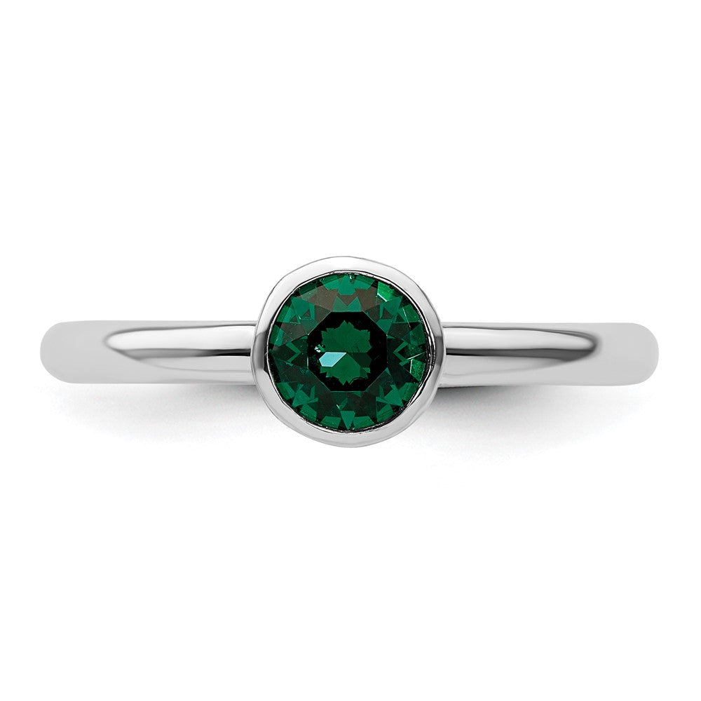 Sterling Silver Stackable Expressions High 5mm May Crystal Ring