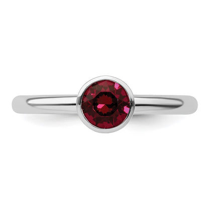 Sterling Silver Stackable Expressions High 5mm July Crystal Ring