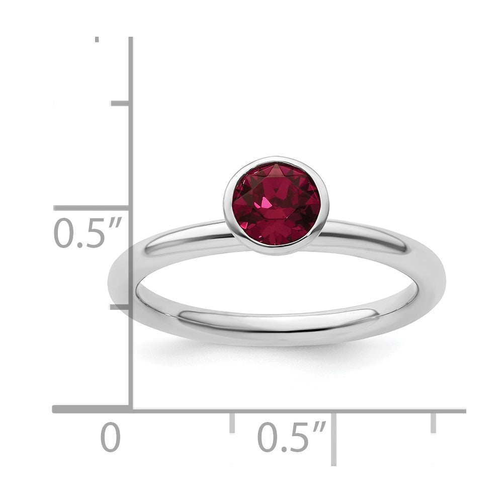 Sterling Silver Stackable Expressions High 5mm July Crystal Ring
