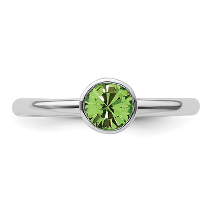 Sterling Silver Stackable Expressions High 5mm August Crystal Ring