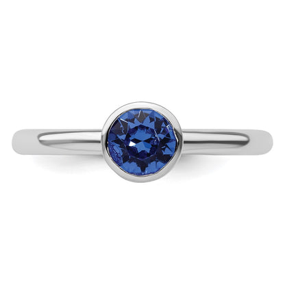 Sterling Silver Stackable Expressions High 5mm September Crystal Ring