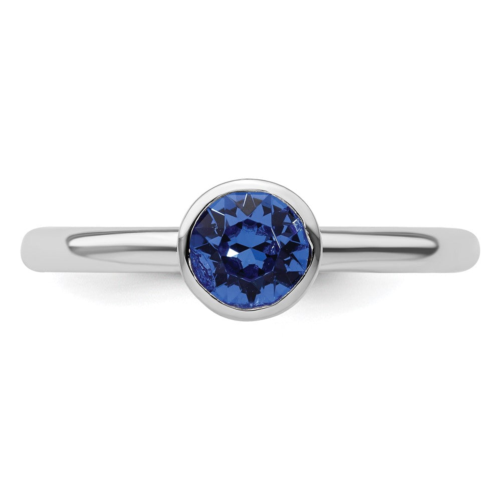 Sterling Silver Stackable Expressions High 5mm September Crystal Ring