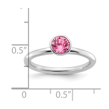 Sterling Silver Stackable Expressions High 5mm October Crystal Ring