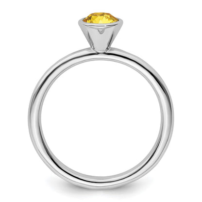 Sterling Silver Stackable Expressions High 5mm November Crystal Ring
