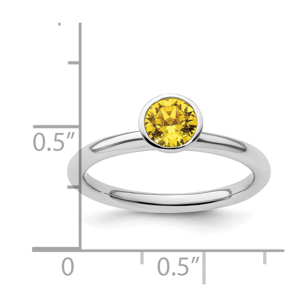 Sterling Silver Stackable Expressions High 5mm November Crystal Ring