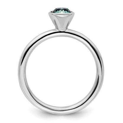 Sterling Silver Stackable Expressions High 5mm December Crystal Ring