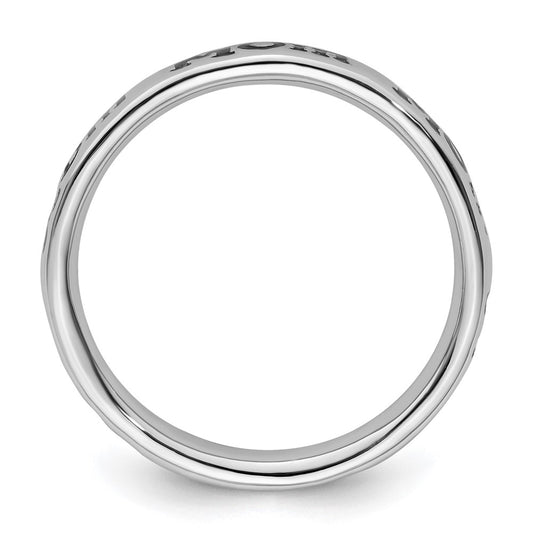 Sterling Silver Stackable Expressions Polished Enameled Mom Ring