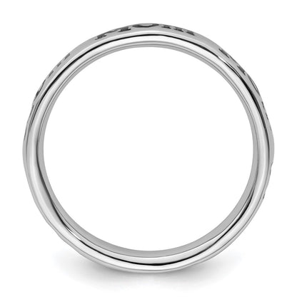 Sterling Silver Stackable Expressions Polished Enameled Mom Ring