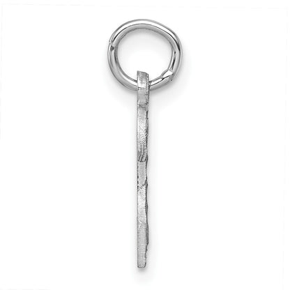 Sterling Silver Rhodium-plated Diamond-cut #2 Charm