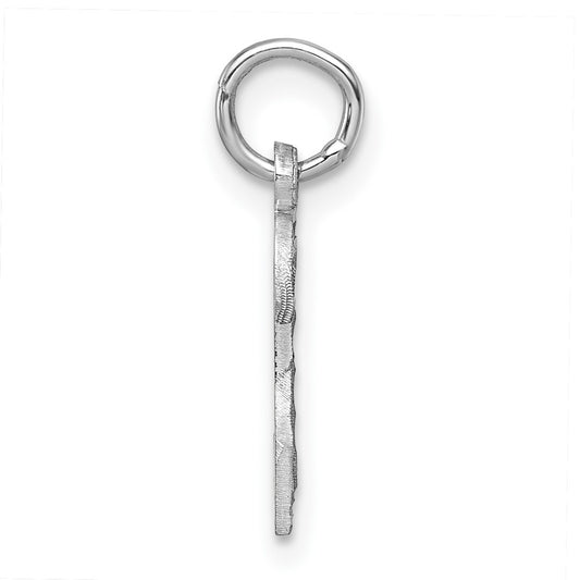 Sterling Silver Rhodium-plated Diamond-cut #2 Charm