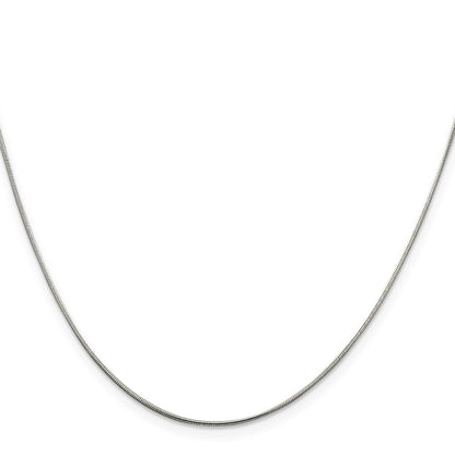 Sterling Silver Rhodium-plated .8mm Round Snake Chain w/2in ext.