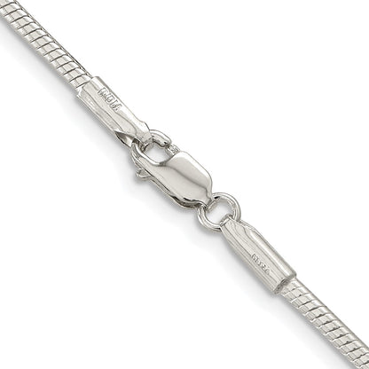 Sterling Silver Rhodium-plated 2mm Snake Chain