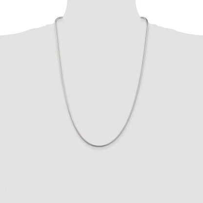 Sterling Silver Rhodium-plated 2mm Snake Chain