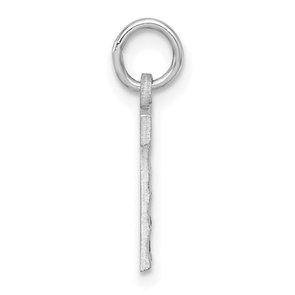Sterling Silver Rhodium-plated Diamond-cut #7 Charm