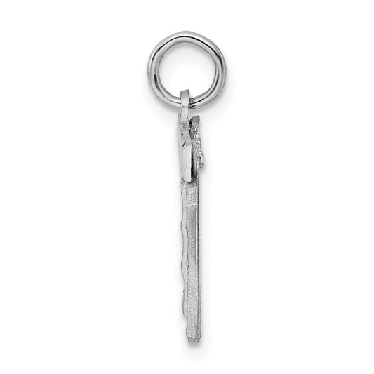 Sterling Silver Rhodium-plated Diamond-cut #19 Charm