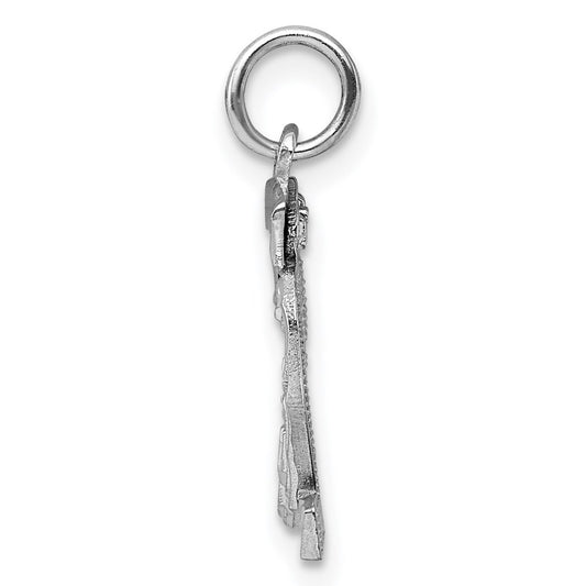 Sterling Silver Rhodium-plated Diamond-cut #32 Charm
