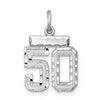 Sterling Silver Rhodium-plated Diamond-cut #50 Charm