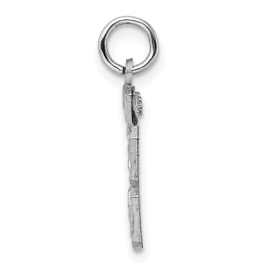 Sterling Silver Rhodium-plated Diamond-cut #53 Charm