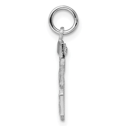 Sterling Silver Rhodium-plated Diamond-cut #68 Charm