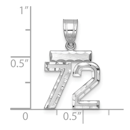 Sterling Silver Rhodium-plated Diamond-cut #72 Charm