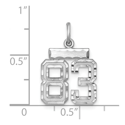 Sterling Silver Rhodium-plated Diamond-cut #83 Charm