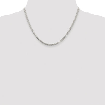 Sterling Silver Rhodium-plated 3mm Round Spiga Chain