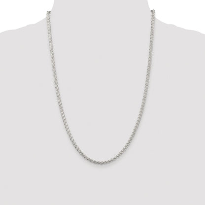 Sterling Silver Rhodium-plated 3mm Round Spiga Chain