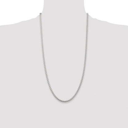 Sterling Silver Rhodium-plated 3mm Round Spiga Chain